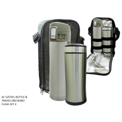 AC S/STEEL BOTTLE & TRAVELLING UNO FLASK SET 4