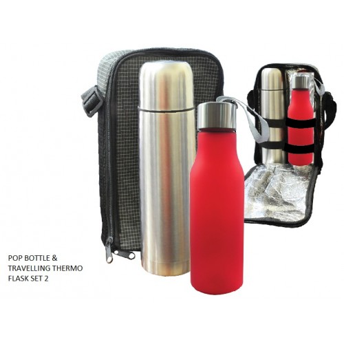 POP BOTTLE & TRAVELLING THERMO FLASK SET 2