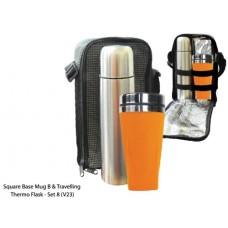 SQUARE BASE MUG B & TRAVELLING THERMO FLASK SET 8