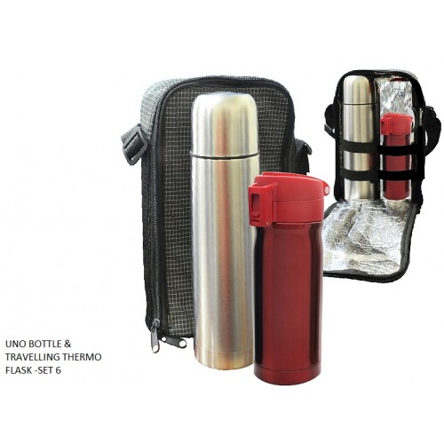 UNO BOTTLE & TRAVELLING THERMO FLASK SET 6