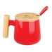 CERAMIC MUG WITH WOODEN LID AND SPOON