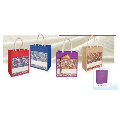 284 JUTE BAG WITH CANVAS COMPARTMENT