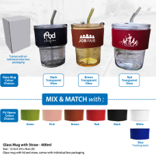 GLASS MUG WITH STRAW-400ML 