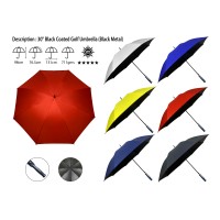 30" BLACK COATED GOLF UMBRELLA (BLACK METAL) 