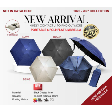 UMBRELLA 19.5" BLACK COATED INNER (6 FOLD FLAT) 