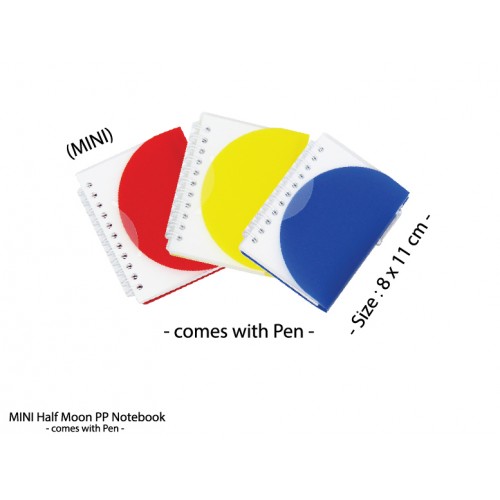 MINI HALF MOON PP NOTEBOOK COMES WITH PEN