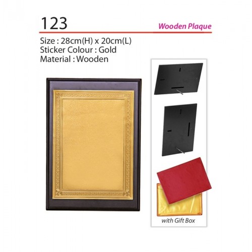 123 WOODEN PLAQUE