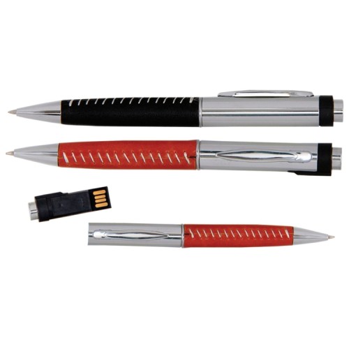 METAL & LEATHER PEN USB FLASH DRIVE N-166 (CUSTOM MADE ORDER)